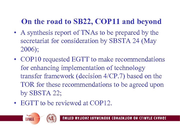 On the road to SB 22, COP 11 and beyond • A synthesis report