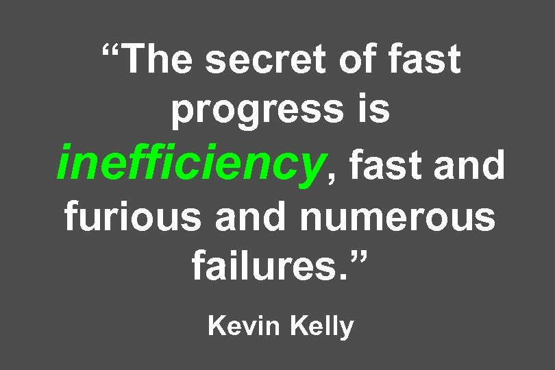 “The secret of fast progress is inefficiency, fast and furious and numerous failures. ”