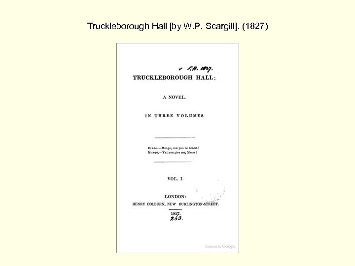 Truckleborough Hall [by W. P. Scargill]. (1827) 