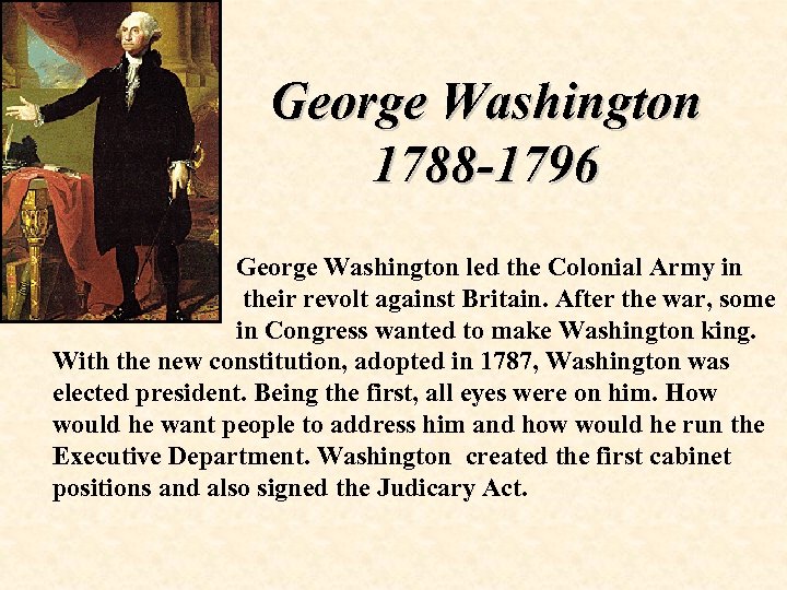 George Washington 1788 1796 George Washington Led
