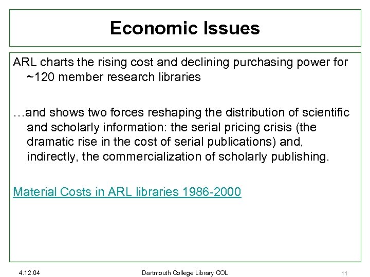Economic Issues ARL charts the rising cost and declining purchasing power for ~120 member