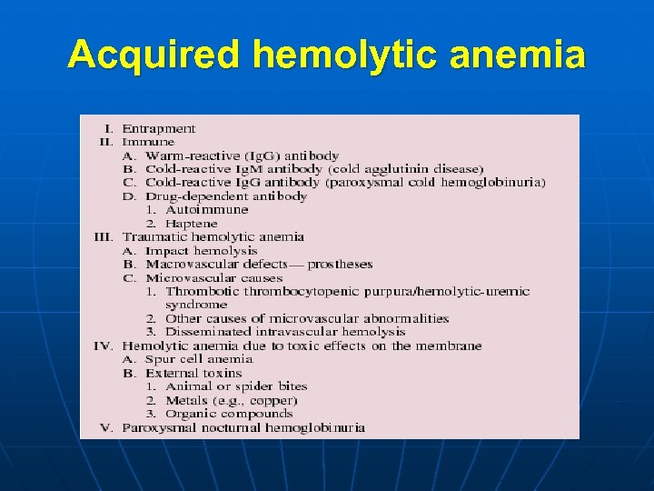 Acquired hemolytic anemia 