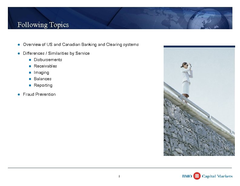 Following Topics l Overview of US and Canadian Banking and Clearing systems l Differences