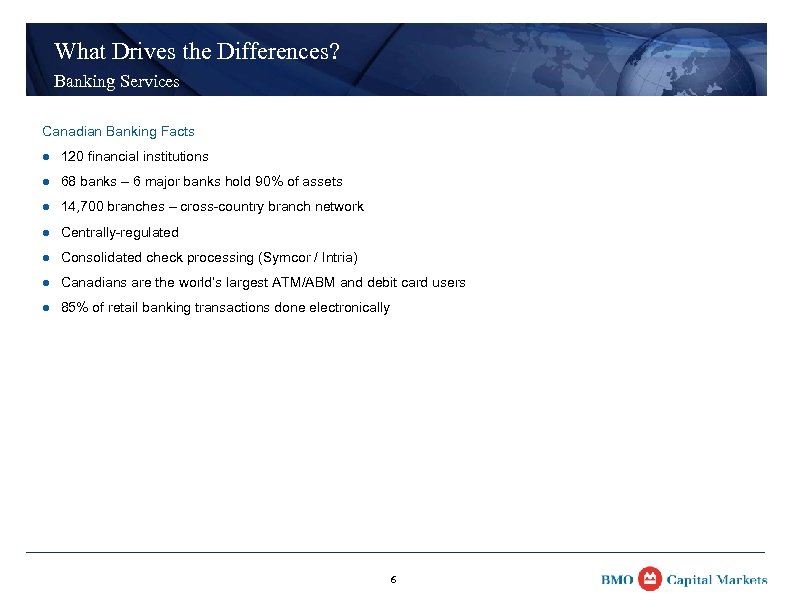 What Drives the Differences? Banking Services Canadian Banking Facts l 120 financial institutions l