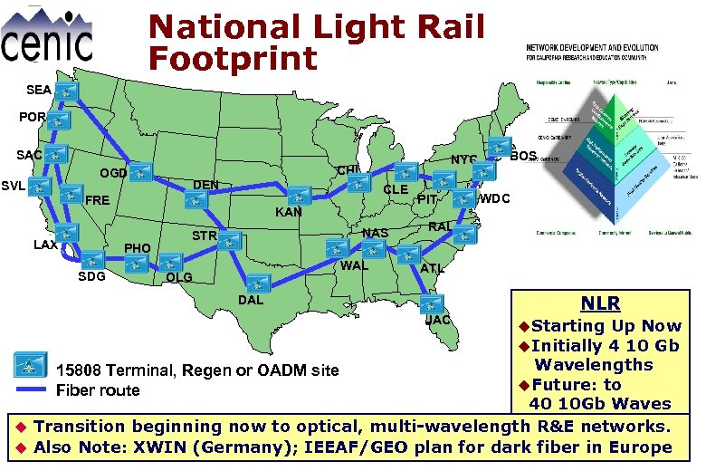 National Light Rail Footprint SEA POR SAC OGD SVL FRE LAX CHI DEN CLE