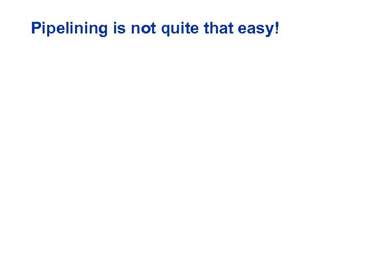 Pipelining is not quite that easy! 