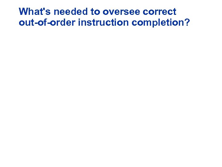 What's needed to oversee correct out-of-order instruction completion? 