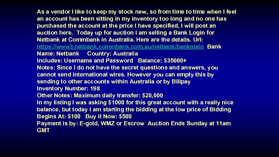 As a vendor I like to keep my stock new, so from time to