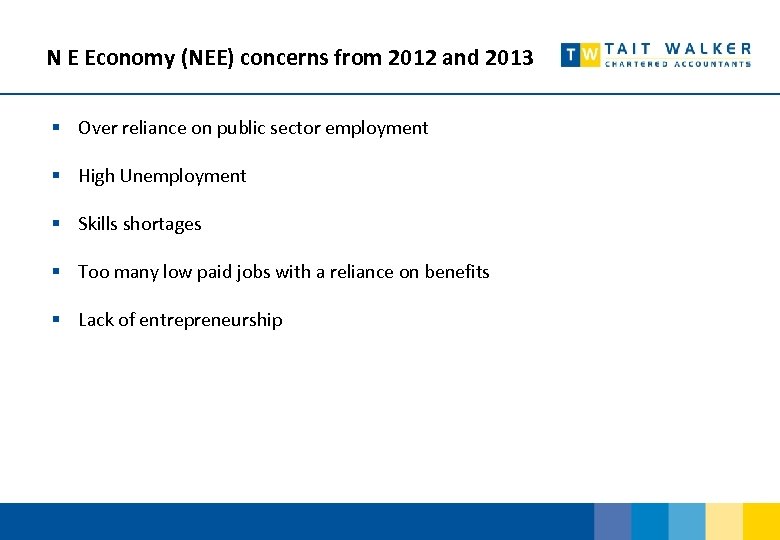 N E Economy (NEE) concerns from 2012 and 2013 § Over reliance on public