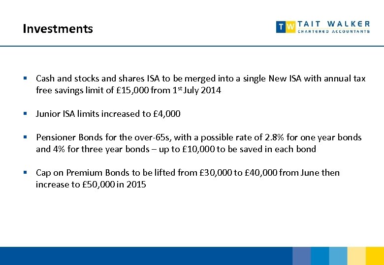 Investments § Cash and stocks and shares ISA to be merged into a single