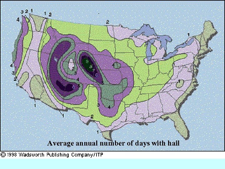 Average annual number of days with hail 