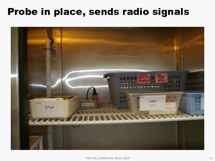 Probe in place, sends radio signals 42 nd NIC Conference March 2008 12 