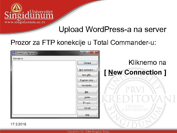 Upload Word. Press-a na server Prozor za FTP konekcije u Total Commander-u: Kliknemo na