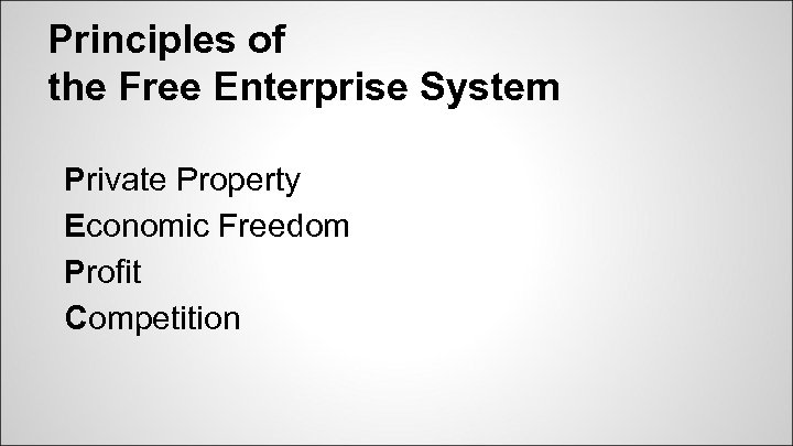 Principles of the Free Enterprise System Private Property Economic Freedom Profit Competition 