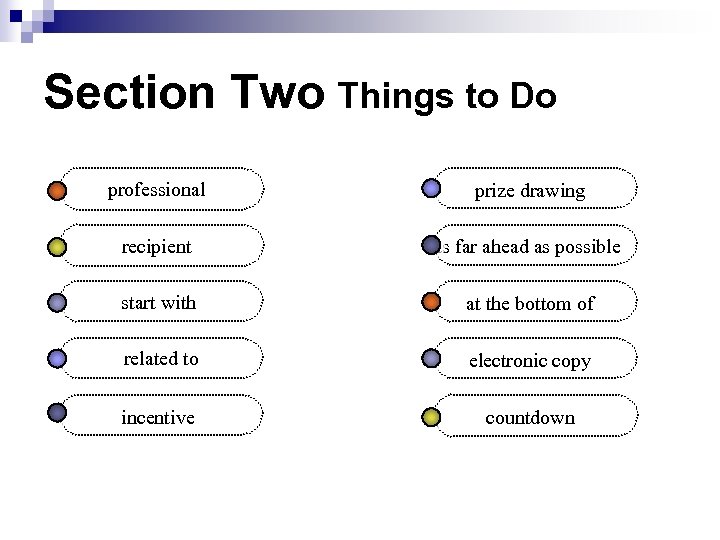 Section Two Things to Do professional prize drawing recipient as far ahead as possible