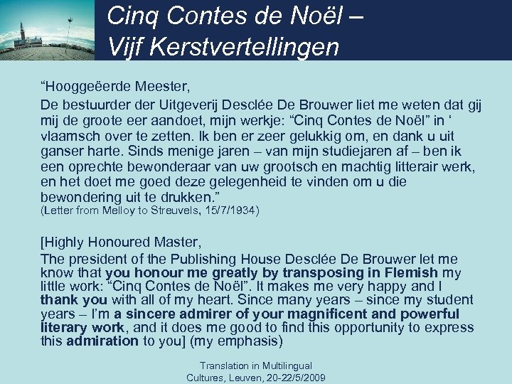 Cinq Contes de Noël – Vijf Kerstvertellingen “Hooggeëerde Meester, De bestuurder Uitgeverij Desclée De