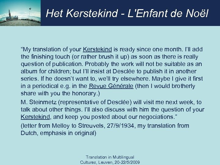 Het Kerstekind - L'Enfant de Noël “My translation of your Kerstekind is ready since