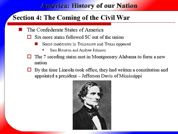 Section 4: The Coming of the Civil War n The Confederate States of America
