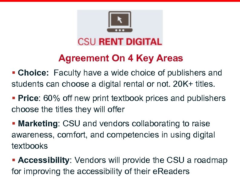 Agreement On 4 Key Areas § Choice: Faculty have a wide choice of publishers