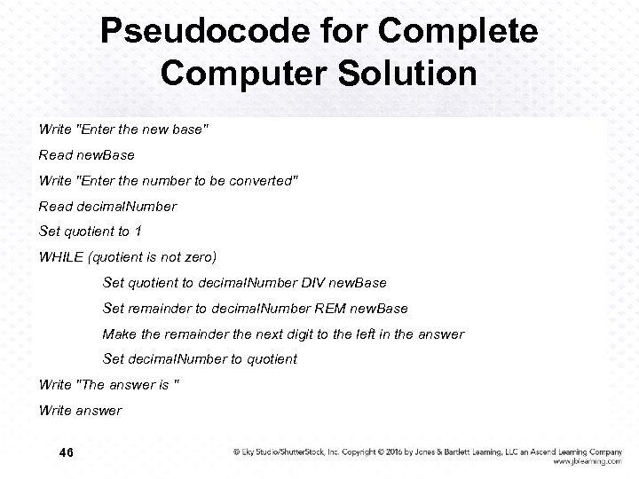 Pseudocode for Complete Computer Solution Write 