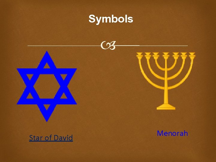 Symbols Star of David Menorah 