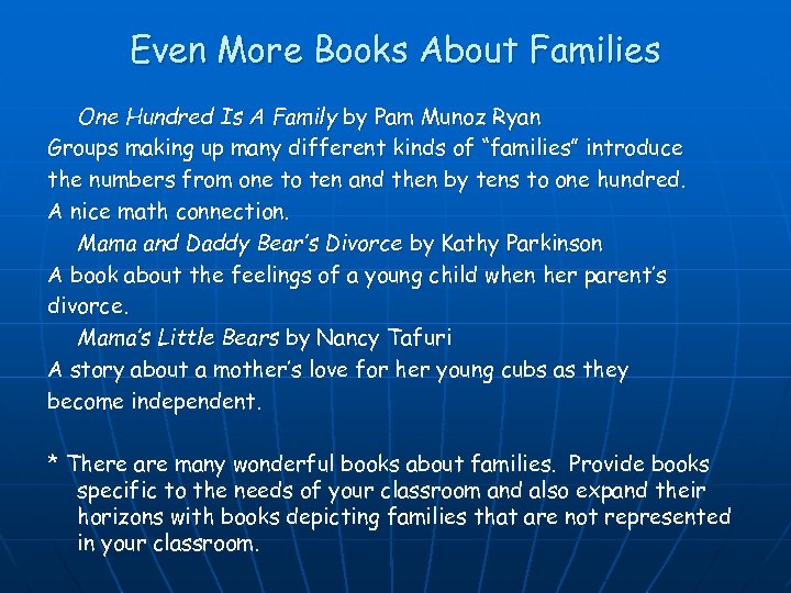 Even More Books About Families One Hundred Is A Family by Pam Munoz Ryan