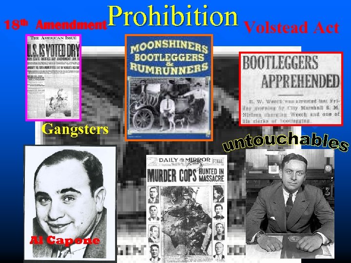 Prohibition Volstead Act 18 th Amendment Gangsters Al Capone 