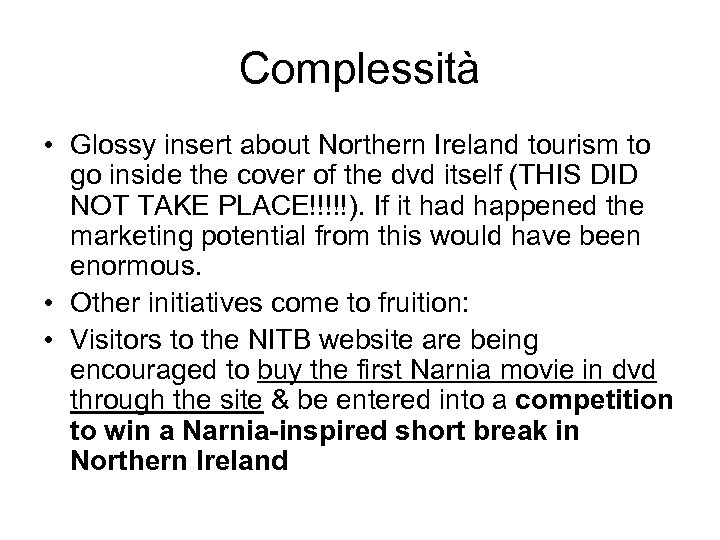 Complessità • Glossy insert about Northern Ireland tourism to go inside the cover of