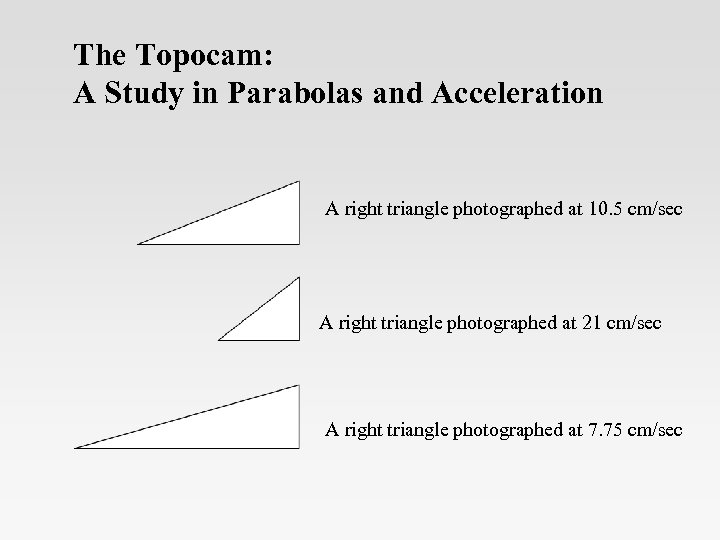 The Topocam: A Study in Parabolas and Acceleration A right triangle photographed at 10.