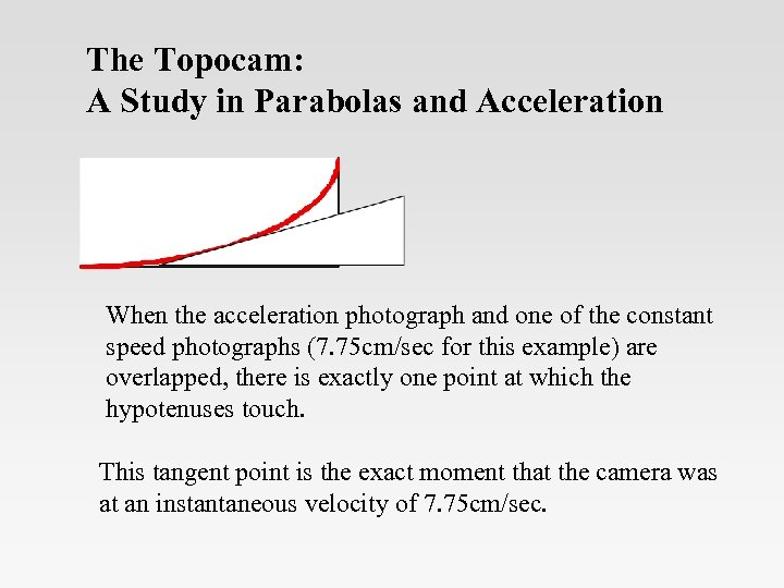 The Topocam: A Study in Parabolas and Acceleration When the acceleration photograph and one