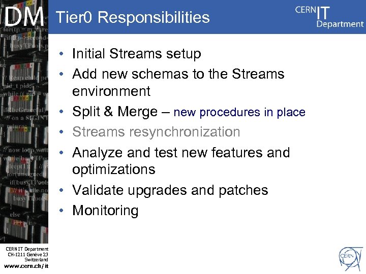 Tier 0 Responsibilities Internet Services CERN IT Department CH-1211 Genève 23 Switzerland www. cern.