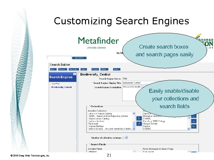 Customizing Search Engines Create search boxes and search pages easily Easily enable/disable your collections