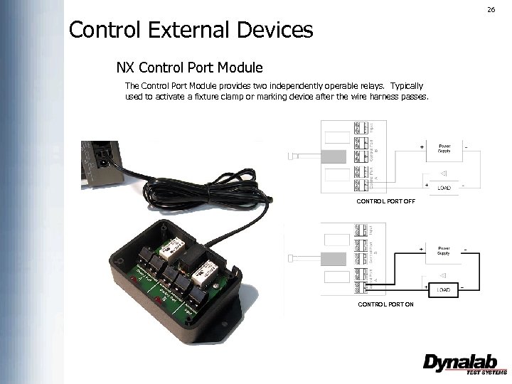26 Control External Devices NX Control Port Module The Control Port Module provides two