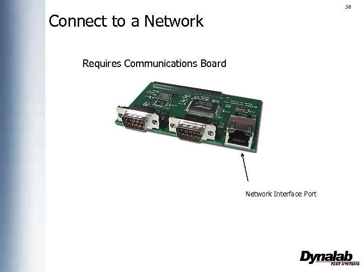 38 Connect to a Network Requires Communications Board Network Interface Port 