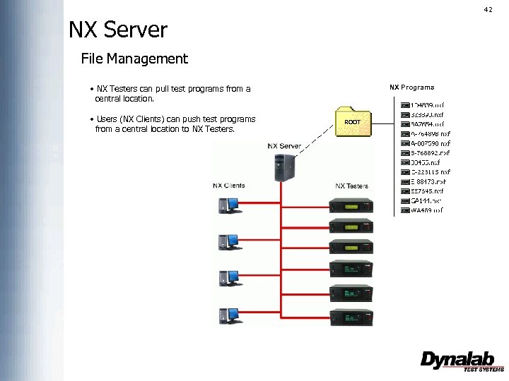 42 NX Server File Management • NX Testers can pull test programs from a