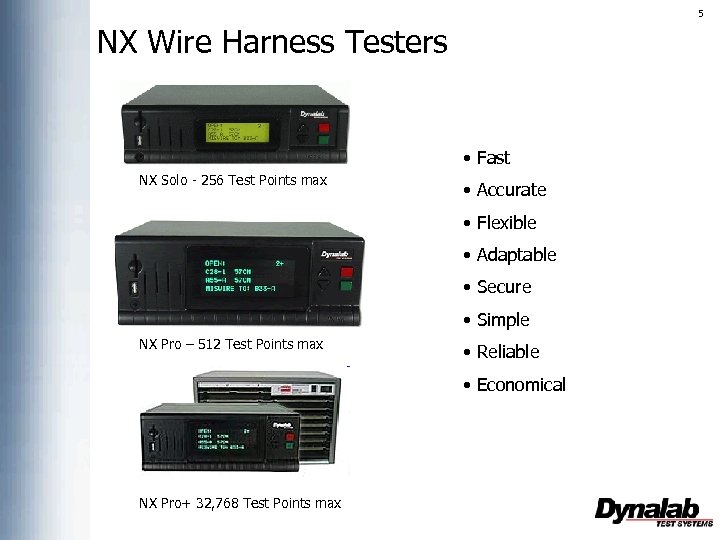 5 NX Wire Harness Testers • Fast NX Solo - 256 Test Points max