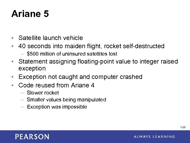 Ariane 5 • Satellite launch vehicle • 40 seconds into maiden flight, rocket self-destructed