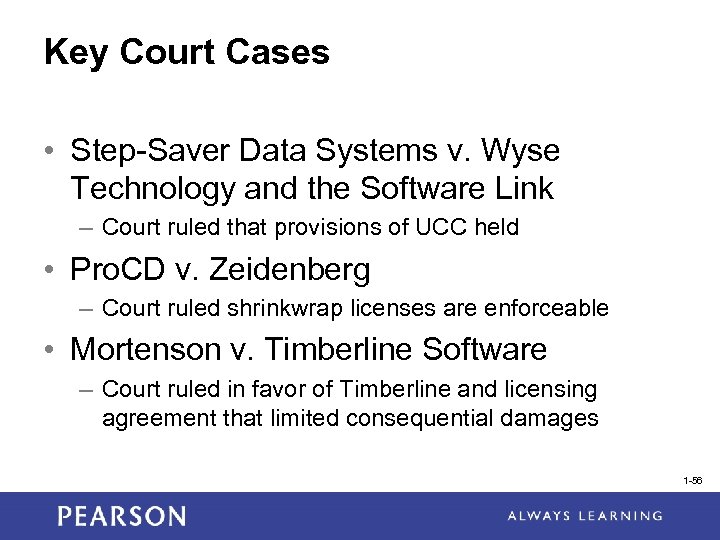 Key Court Cases • Step-Saver Data Systems v. Wyse Technology and the Software Link