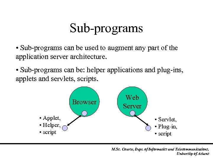 Sub-programs • Sub-programs can be used to augment any part of the application server