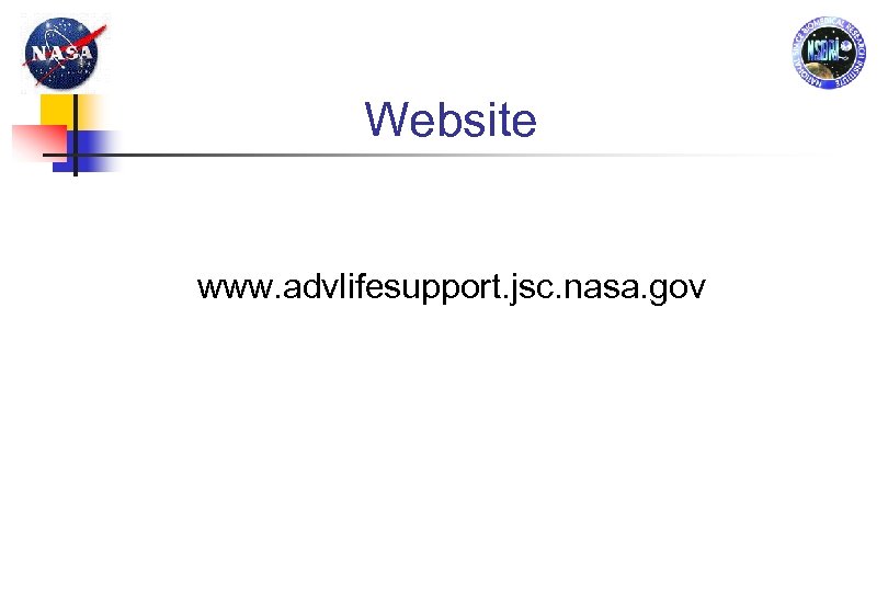 Website www. advlifesupport. jsc. nasa. gov 