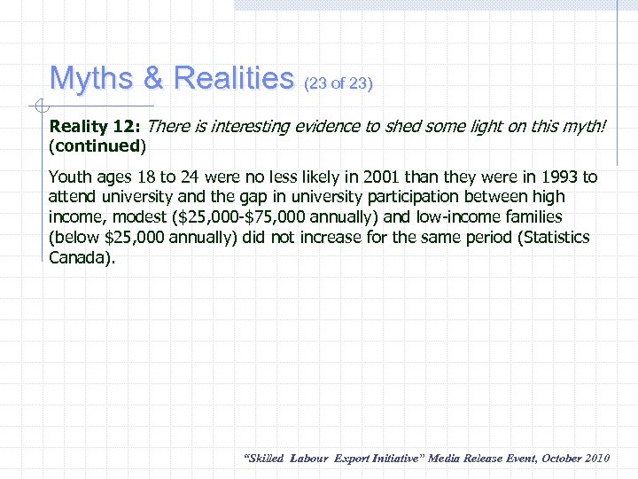 Myths & Realities (23 of 23) Reality 12: There is interesting evidence to shed