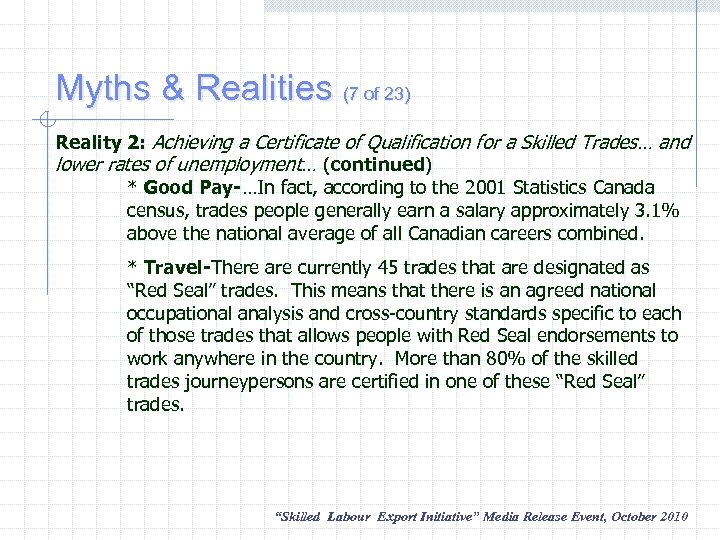 Myths & Realities (7 of 23) Reality 2: Achieving a Certificate of Qualification for