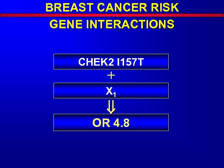 BREAST CANCER RISK GENE INTERACTIONS CHEK 2 I 157 T + X 1 OR