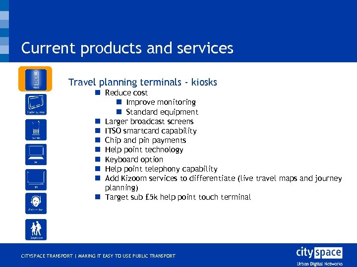 Current products and services o Travel planning terminals - kiosks n Reduce cost n