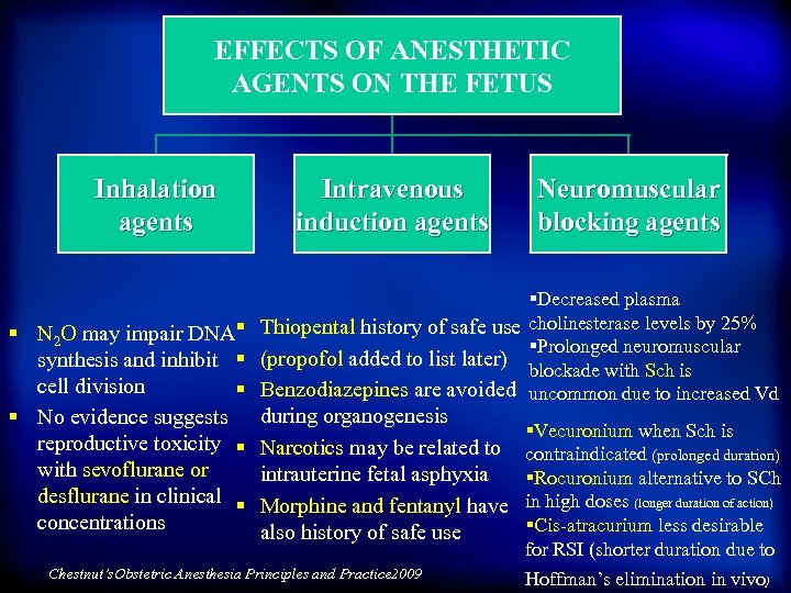EFFECTS OF ANESTHETIC AGENTS ON THE FETUS Inhalation agents Intravenous induction agents Neuromuscular blocking