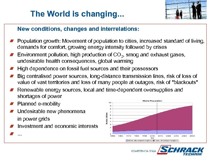  The World is changing. . . New conditions, changes and interrelations: Population growth: