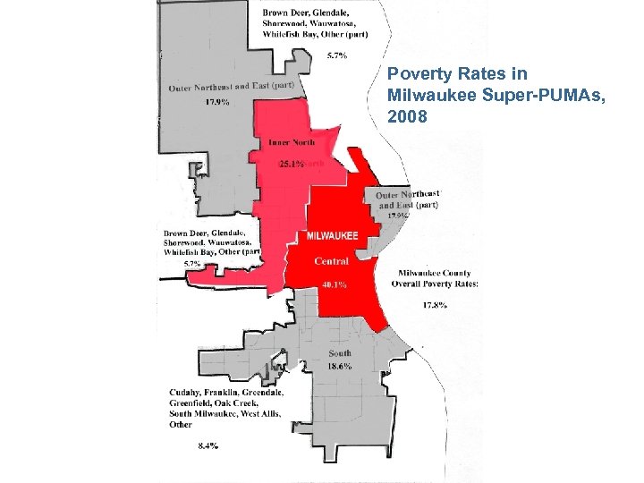 Poverty Rates in Milwaukee Super-PUMAs, 2008 