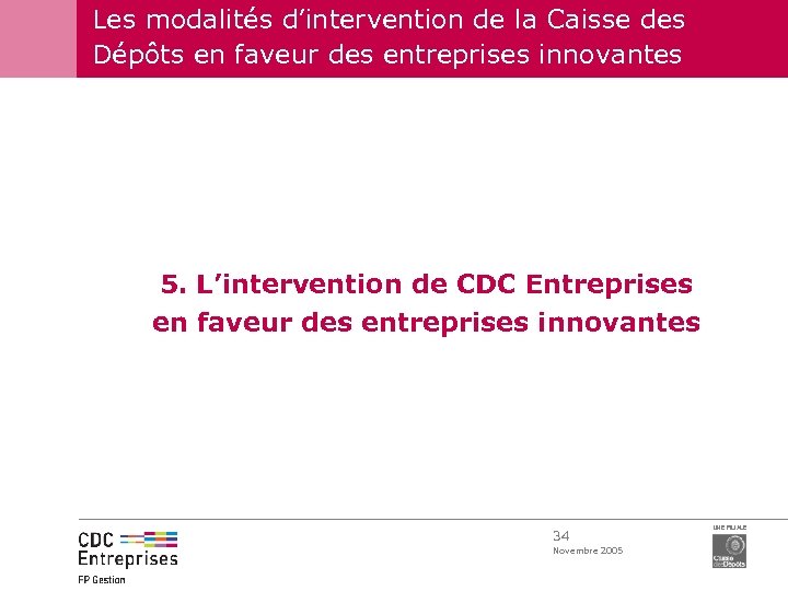 Les modalités d’intervention de la Caisse des Dépôts en faveur des entreprises innovantes 5.