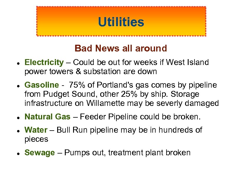 Utilities Bad News all around Electricity – Could be out for weeks if West