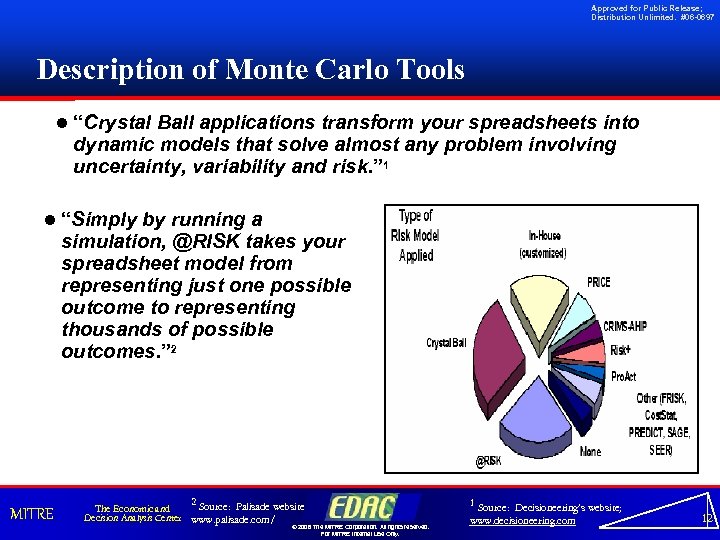 Approved for Public Release; Distribution Unlimited. #06 -0697 Description of Monte Carlo Tools l